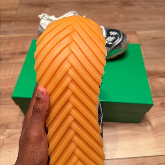 Bottega Veneta Black, Silver & White Mesh Runner Sneakers - Picture 3 of 3